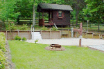 rv lot with fancy shed